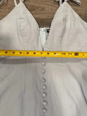 Nasty Gal Women’s Light Blue Cotton V-Neck A-Line Midi Button Dress Size 4 thumbnail 5