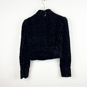 ZARA Velvet Metallic Long Sleeve‎ Crop Top Women's Size S Black Party Glam thumbnail 3
