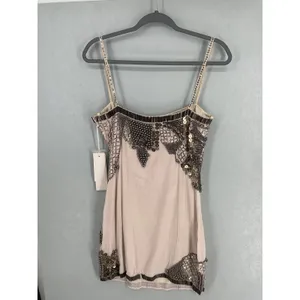 Ruth Tarvydas Beaded Sequin Mini Dress Blush Pink Cocktail Party Womens Sz 6 thumbnail 3