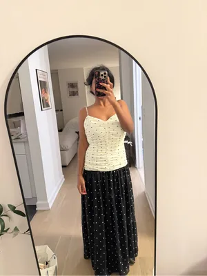 White Polka Dot Ruched Cami Top Size M thumbnail 3