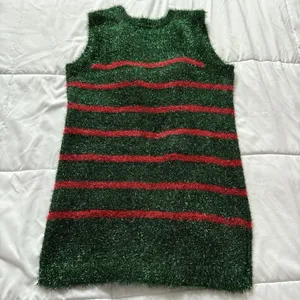99‎ Jane Street Christmas Cardigan Womens Medium Green Open Front Holiday Vest thumbnail 9