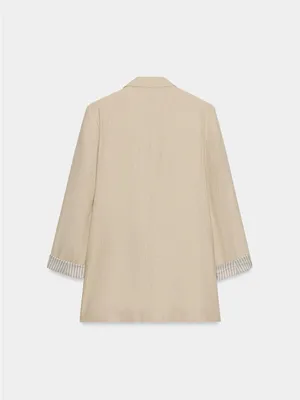 Zara Light Beige Oversized Blazer thumbnail 6