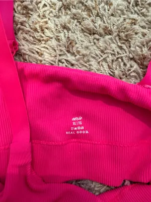 aerie Bright Hot Pink Ribbed Crop Bralette thumbnail 3