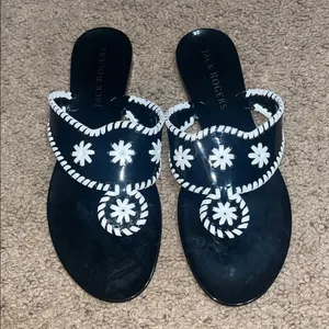 Jack‎ Rogers Bahamas Navajo Jack’s Jelly Sandals Whipstitch Black White 9 thumbnail 2