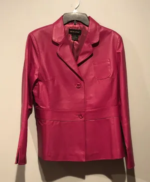 Vintage Metrostyle Magenta Leather Jacket Pink Size 12 thumbnail 1
