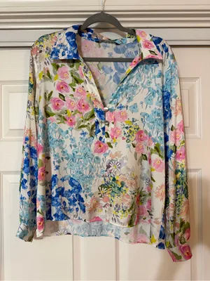 ZARA Satin Effect Floral Shirt thumbnail 3