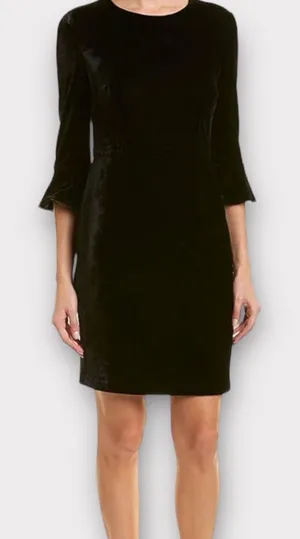 Donna Morgan Womens‎ Size 2 Black Crew Neck 3/4 Bell Sleeve Shift Dress thumbnail 1