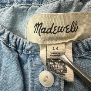 Madewell Puff Sleeve Babydoll Denim Mini Dress Blue Size 14 Western Prairie‎ thumbnail 4