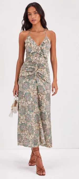 Veronica Beard Aldana Silk Floral Ruched Halter Dress Midi Size 8 MRSP $498 thumbnail 1