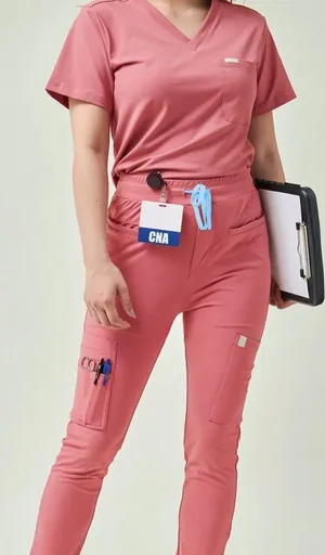 Scope scrubs set in pink- Thea 8 pocket jogger and Harry 1 pocket top thumbnail 1