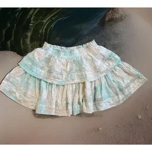 Y2K C&V‎ Chelsea Violet collection M Tiered Lace Insert Ruffle Mini Linen Skirt thumbnail 2