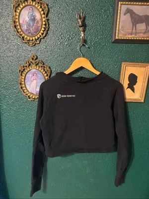 Born Primitive Cropped Black Athletic Mock Neck Crewneck Sz Medium thumbnail 2
