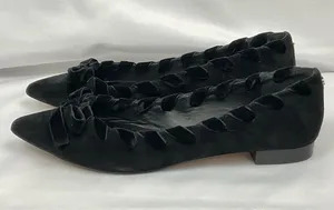 Kate Spade Ruffle Bow Flats Sz 8.5 Shoes Kalani Suede Pointed Toe thumbnail 1