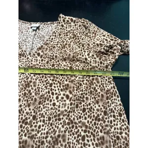 A New Day Leopard Print V-Neck‎ Tiered Babydoll Mini Dress Brown XL thumbnail 3