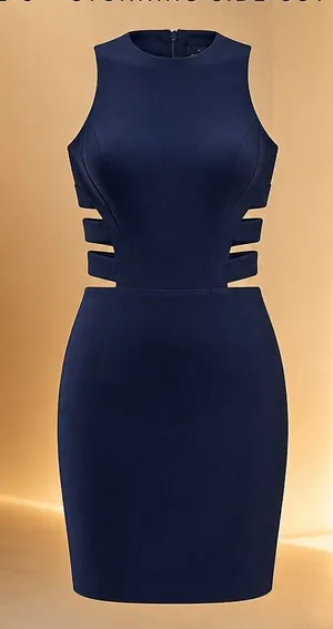 NWT Faviana Navy Cut-Out sides Bodycon Mini Dress sz 0 thumbnail 1