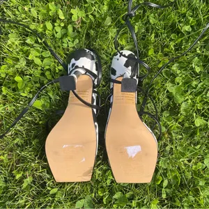 Ego Wishful strappy flare heel sandals in cow print thumbnail 5