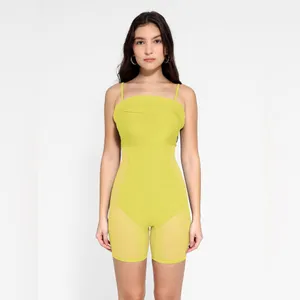 POPILUSH Shapewear Solid Modal Butt Lift Mini Slip Dress In Yellow thumbnail 3