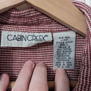 Cabin Creek Embroidered Fall Leaves Flannel Button Up Shirt Women's Large Red/Wt thumbnail 3