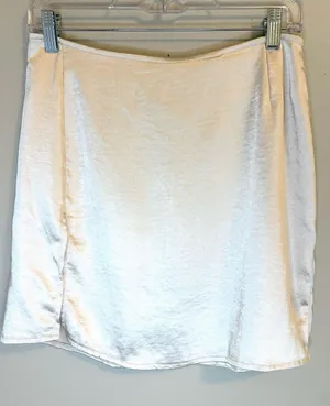 Motel Satin Ivory Mini Skirt Side Slit Y2K Size Small thumbnail 1