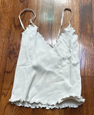 Intimately free people m/l White Asymmetrical Ruffled Camisole thumbnail 1