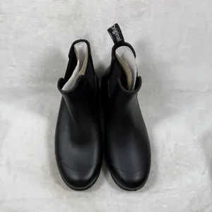 Planone Womens Chelsea Rain Boots Black Rubber Waterproof Ankle Lug Sole 37 US 7 thumbnail 5