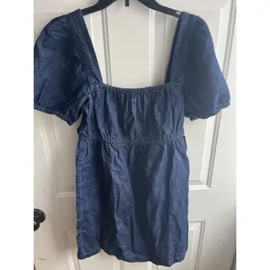 New! J. Crew Square-neck Puff Sleeve denim chambray mini dress size 8 thumbnail 4