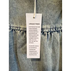 Gilli Denim boho fairy Ruffle Square Neck Smocked Babydoll Dress Blue Size S New thumbnail 9