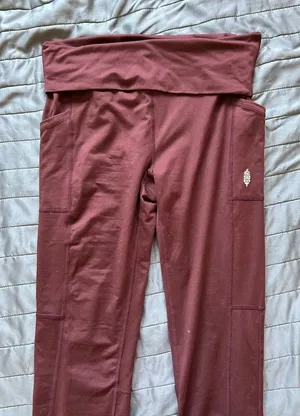 Free People Movement Fold Over Waist Flare Leggings Side Pocket thumbnail 1