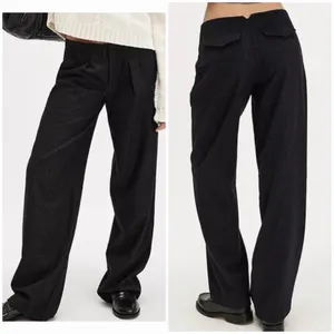 Free People Pinstripe Wide Leg Trousers 6 Navy Blue Low Rise Career Wool Blend thumbnail 5