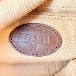 Fossil Woven & Leather‎ Fold Over Handbag with Strap Tan Brown Yellow thumbnail 6