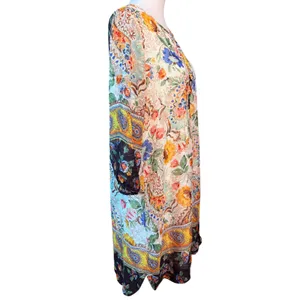 Figueroa & Flower Womens L Floral Paisley Border Print Tassel Tunic Shift Dress thumbnail 4