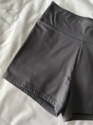 Grey Solid Biker Shorts thumbnail 3