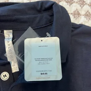 NWT Fabletics Classic Navy Boxy Short Sleeve Polo Shirt Size Medium Blokecore thumbnail 8