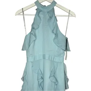 NWT Lovers + Friends Ruffle Halter Maxi Dress Baby Blue XS thumbnail 5