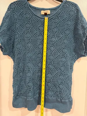 Sonoma Teal Crochet Knit Short Sleeve Top​ thumbnail 6