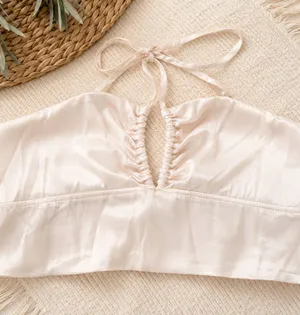 ZARA Pale Blush Satin Bandeau Bralette thumbnail 1