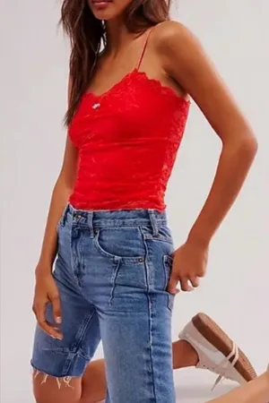 NWT Free People Intimately Lacey Essential Cami Red Lace Coquette Y2K Small thumbnail 1
