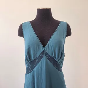 Turquoise Aqua Maxi Babydoll Dress Sheer Mesh Lace Sleeveless Formal Dinner XL thumbnail 4