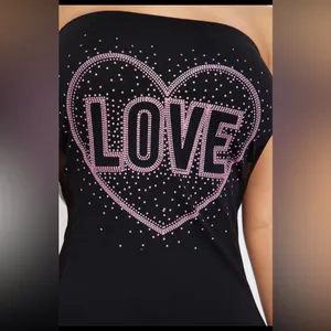 Love/Heart Pink Stones Midi Dress - Black; Size Size Large 11/13 thumbnail 4