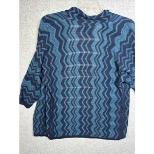 NWOT Attention Womens Cardigan Sweater Large 3/4 Sleeve Knit Open Blue‎ Tie thumbnail 12