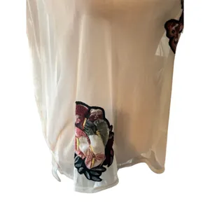 Zara Floral Butterfly Embroidered Sheer Top Size S thumbnail 3