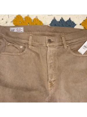 GAP NWT $80 Cheeky Straight High Rise 32 / 14R Pants Khaki Woman’s New Denim thumbnail 2