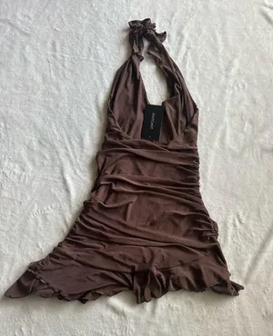 Outcast Clothing Annika Mini Dress Chocolate thumbnail 9