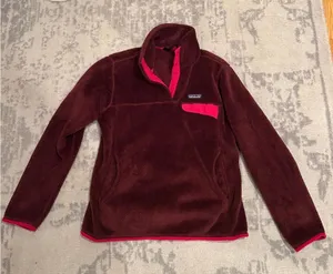 Patagonia Burgundy Fleece with Bright Pink Trim thumbnail 1