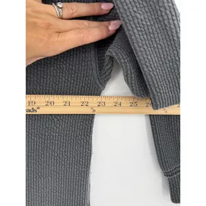 Aerie Wonder Textured V-Neck Sweatshirt Gray Small Oversized Waffle Knit Lounge thumbnail 7