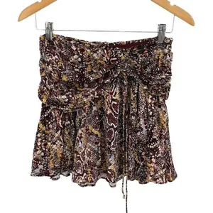 Free People Womens Animal Print Boho Flowy Mini Skirt Brown‎ Size 2 NWT thumbnail 2