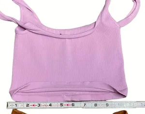 Free People HAPPINESS RUNS SQUARE NECK CROP TOP TANK PINK M L thumbnail 3
