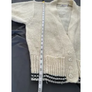 Vintage 80s Scenario Sz: L cream V-neck button-front knit cardigan Pockets thumbnail 9