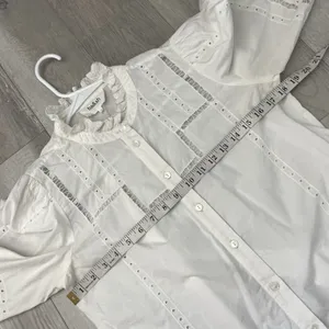 Ba&sh Tamie Shirt cotton lace ruffle button up womens White (small) cottagecore thumbnail 4