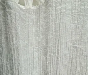 Boho Hippie White Gauzy Cotton & Crochet Lace with Fringe Top Size Medium thumbnail 9